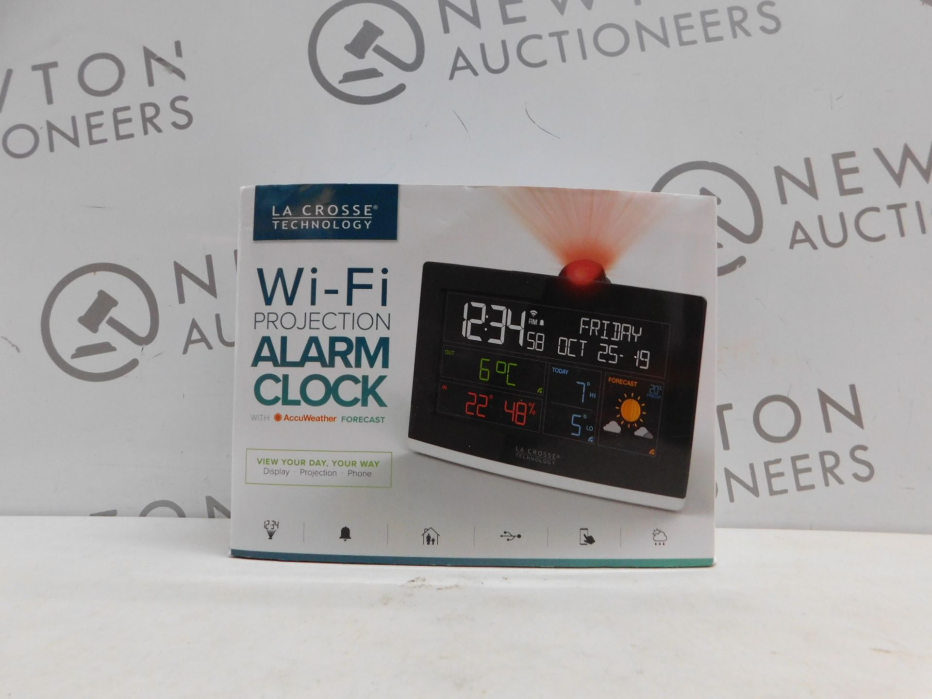 1 BOXED LA CROSSE TECHNOLOGY WI-FI PROJECTION ALARM CLOCK RRP Â£49.99