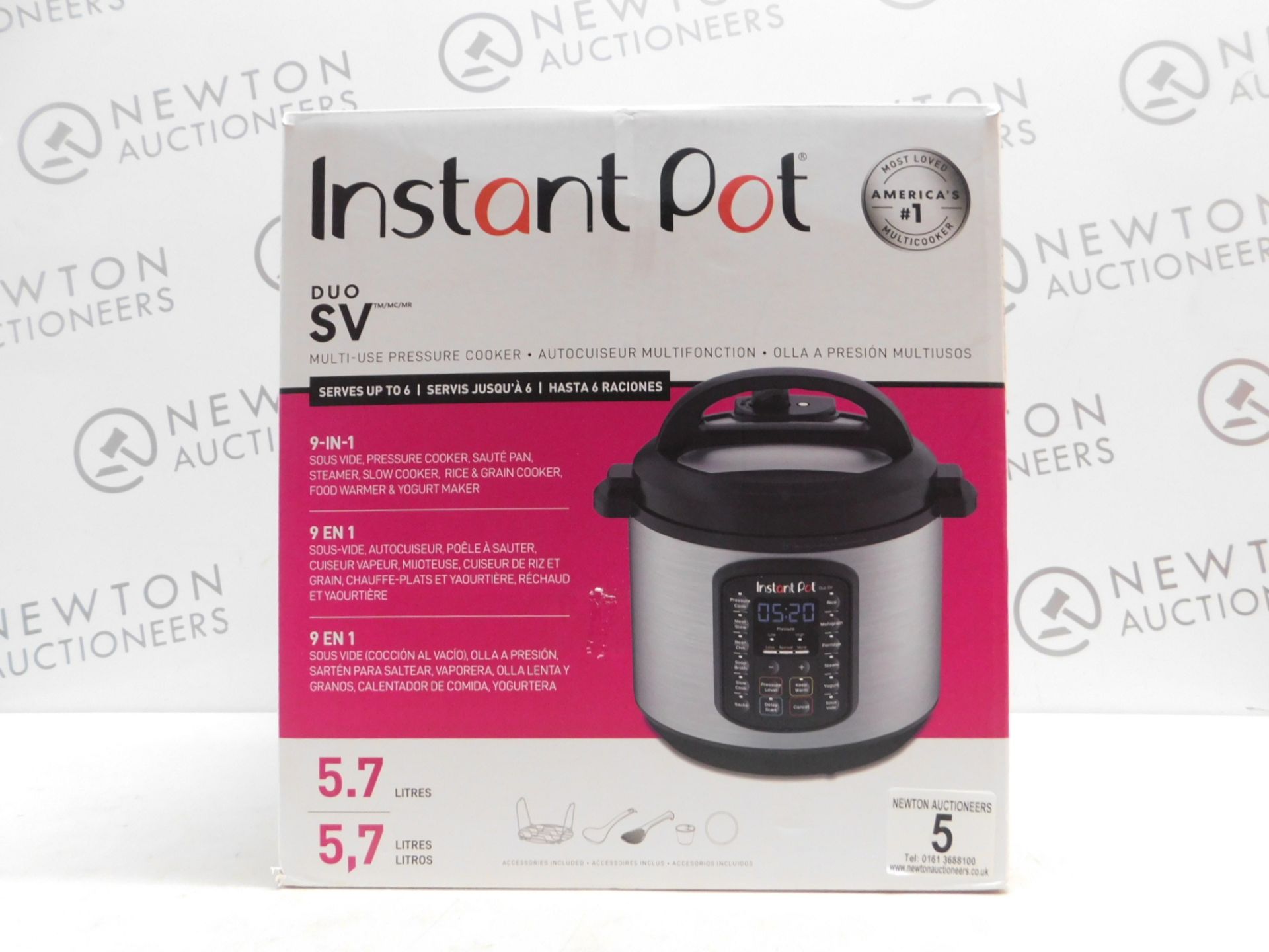 1 BOXED INSTANT POT DUO SV 9 IN 1 ELECTRIC PRESSURE COOKER 5.7L RRP Â£115