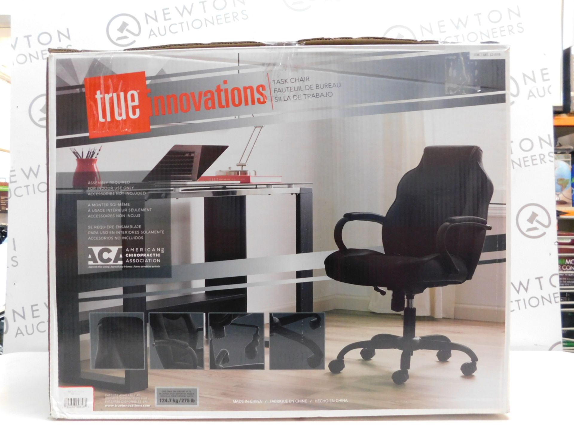 1 BOXED TRUE INNOVATIONS BLACK BONDED GAS LIFT TASK CHAIR RRP Â£149.99