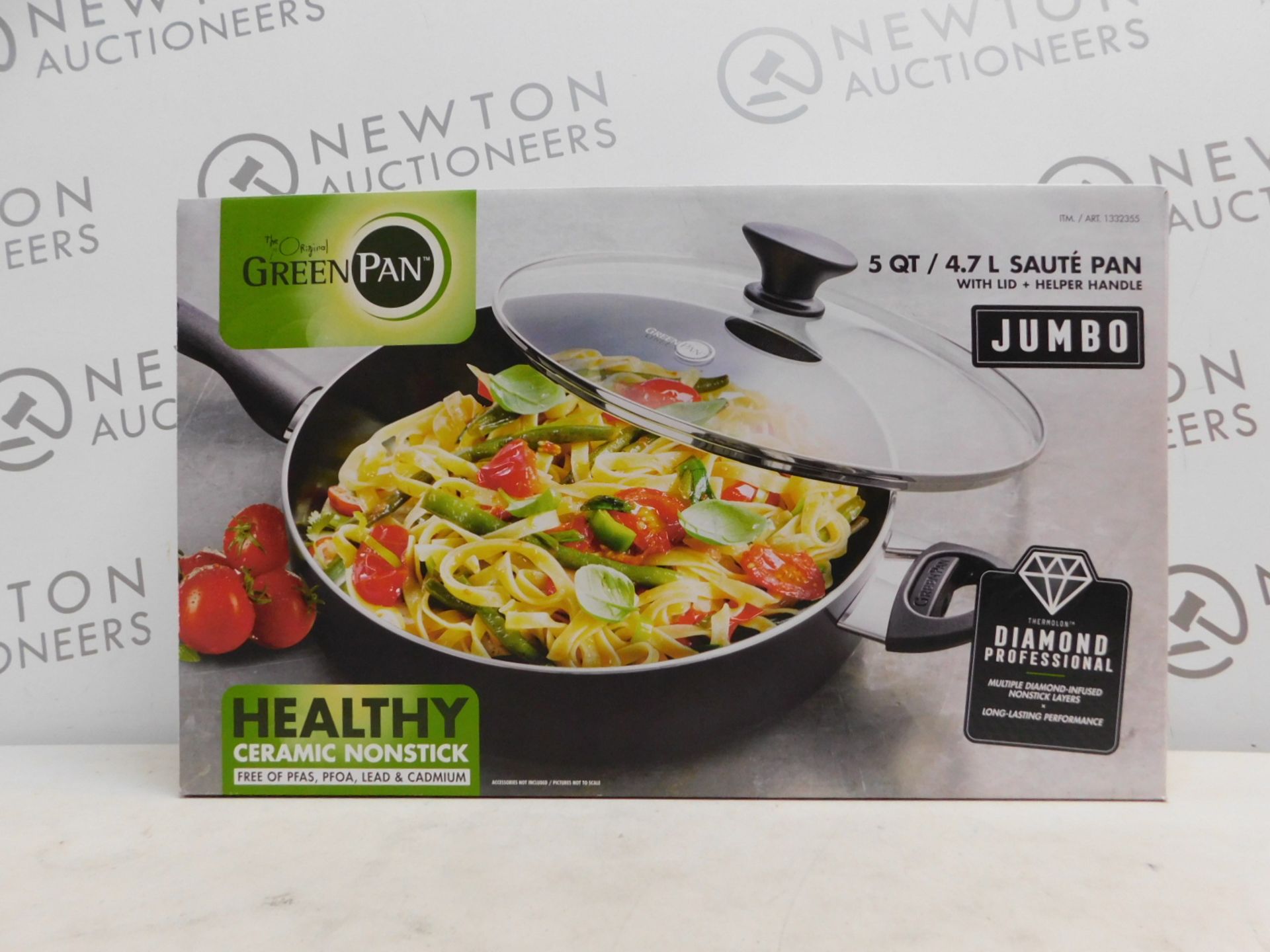 1 BOXED GREENPAN JUMBO 4.7L SAUTE PAN WITH LID RRP Â£49.99