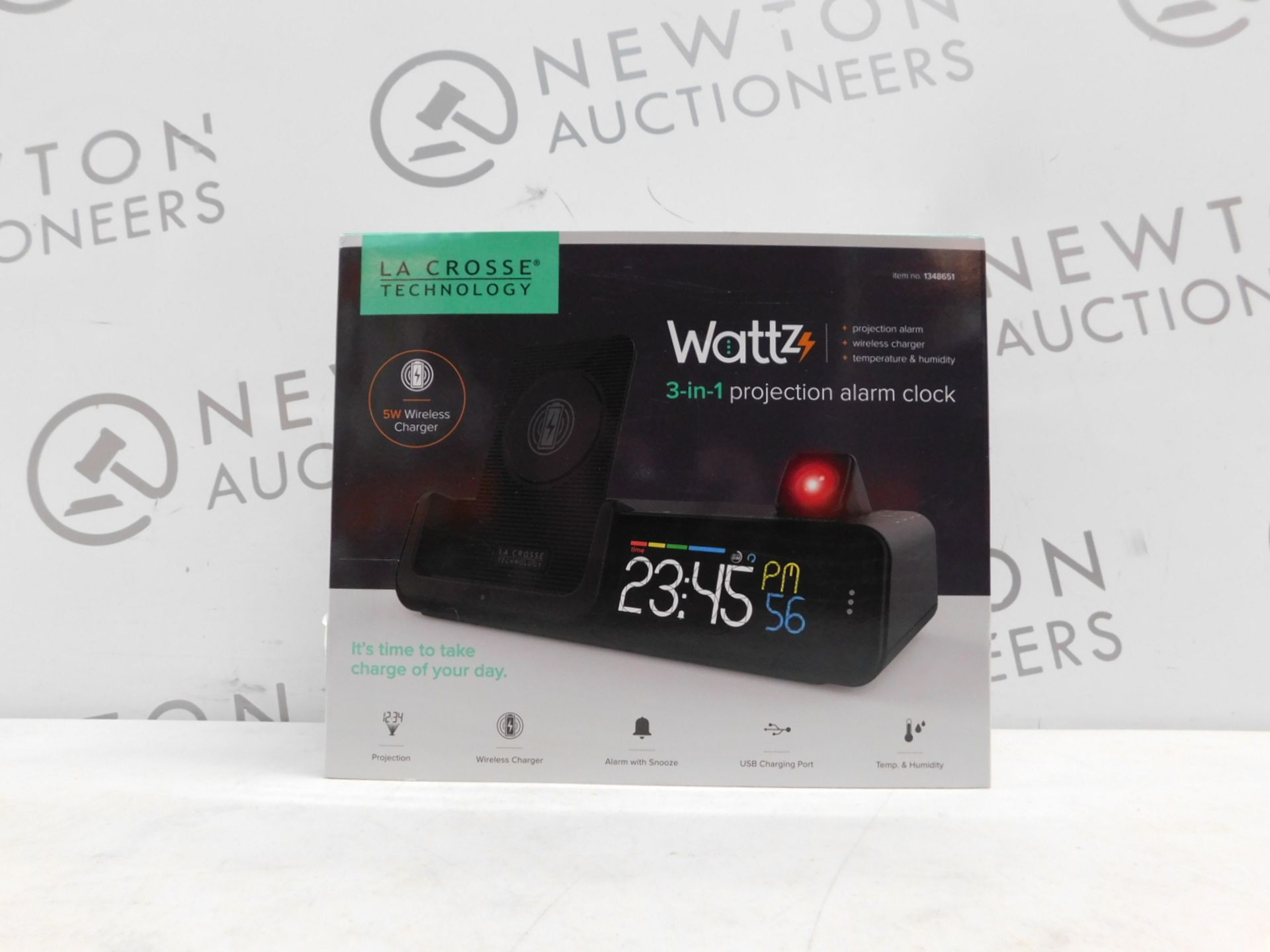 1 BOXED LA CROSSE TECHNOLOGY WATTZ 3-IN-1 WIRELESS CHARGING PROJECTION ALARM CLOCK RRP Â£64.99