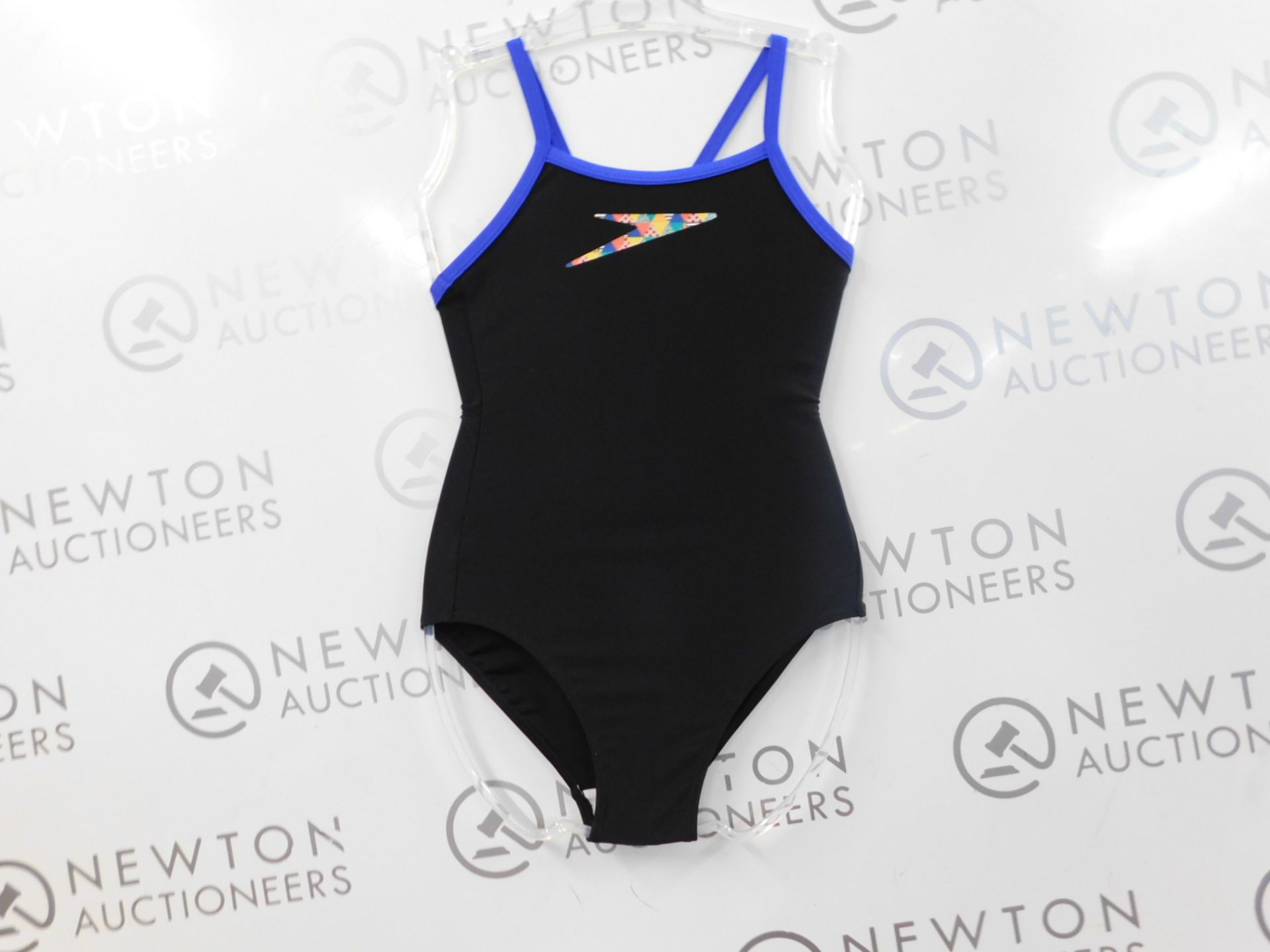 1 SPEEDO GIRLS BOOM SPLICE MUSCLEBACK BLACK & BLUE SIZE 13-14 ONE PIECE SWIMSUIT RRP Â£29.99