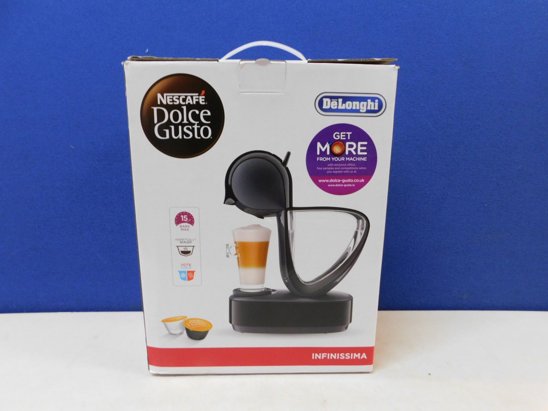 1 BOXED NESCAFE DOLCE GUSTO INFINISSIMA AUTOMATIC COFFEE POD MACHINE BY KRUPS RRP Â£114.99