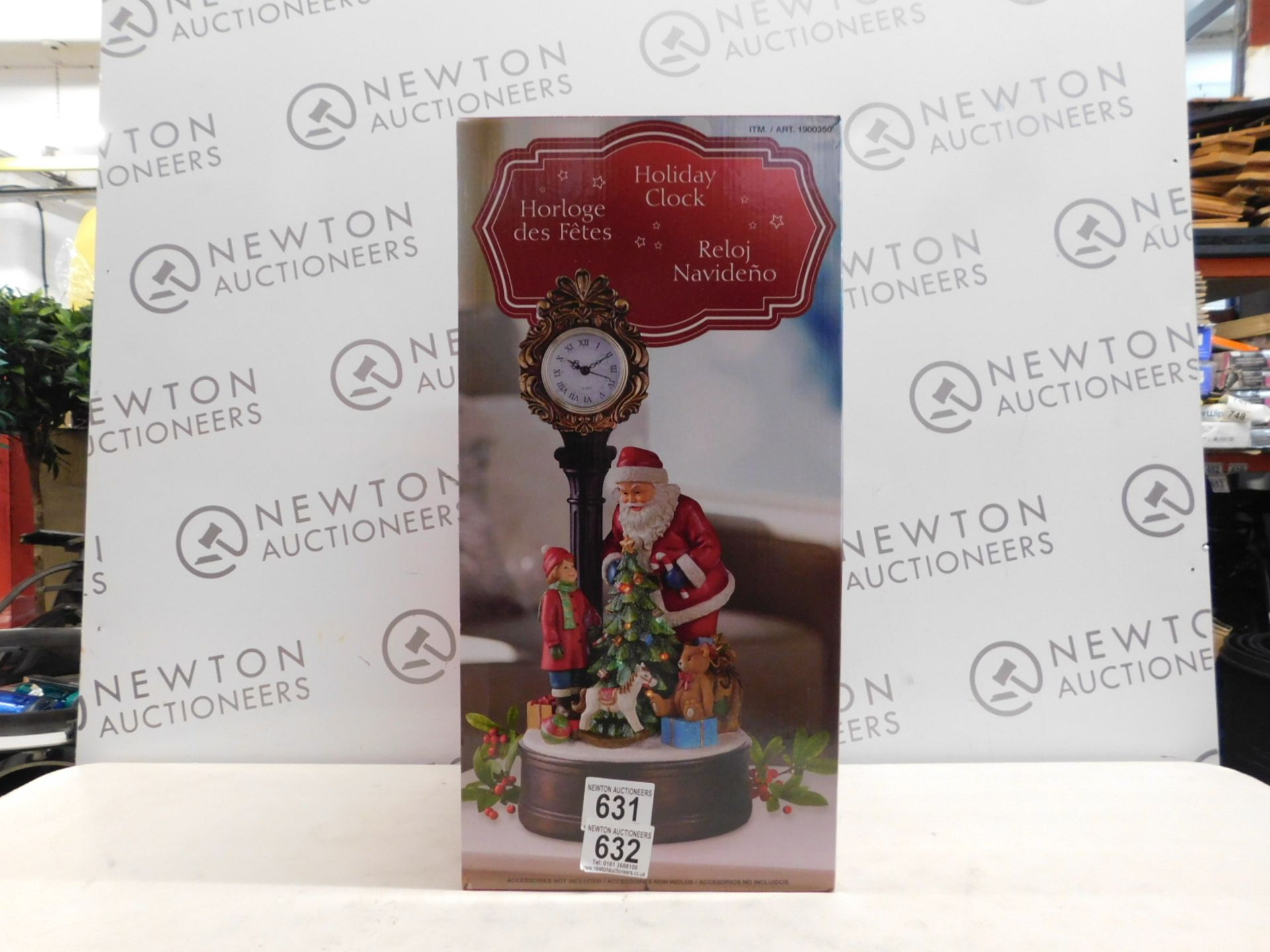 1 BRAND NEW BOXED 20 INCH (51 CM) CHRISTMAS CLOCK WITH SANTA AND LED TREE RRP Â£70