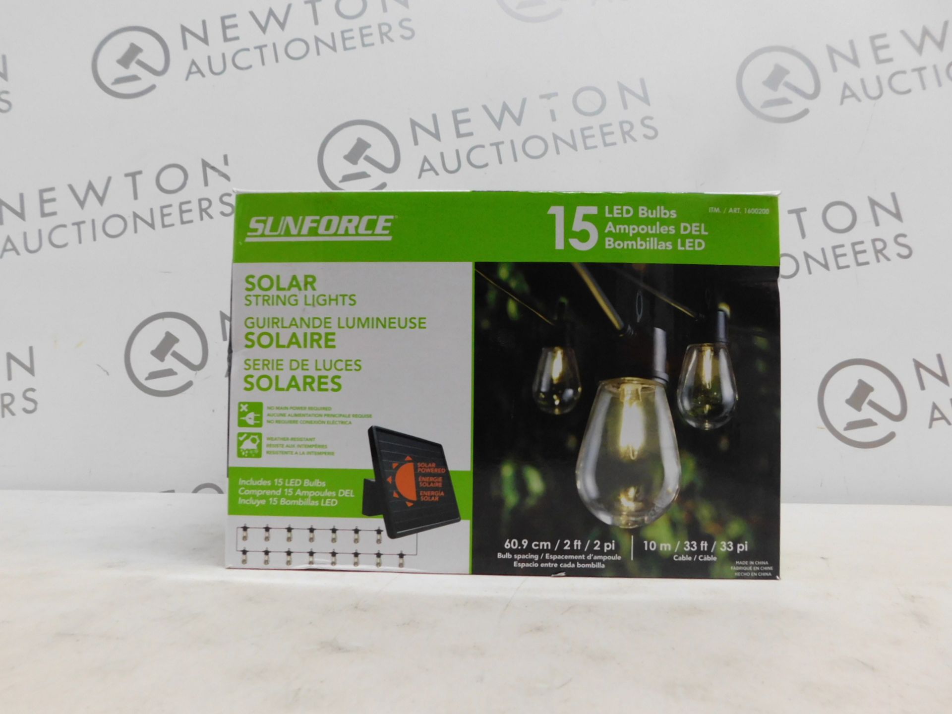 1 BOXED SUNFORCE 15 LED BULBS 10M SOLAR STRING LIGHTS RRP Â£49.99