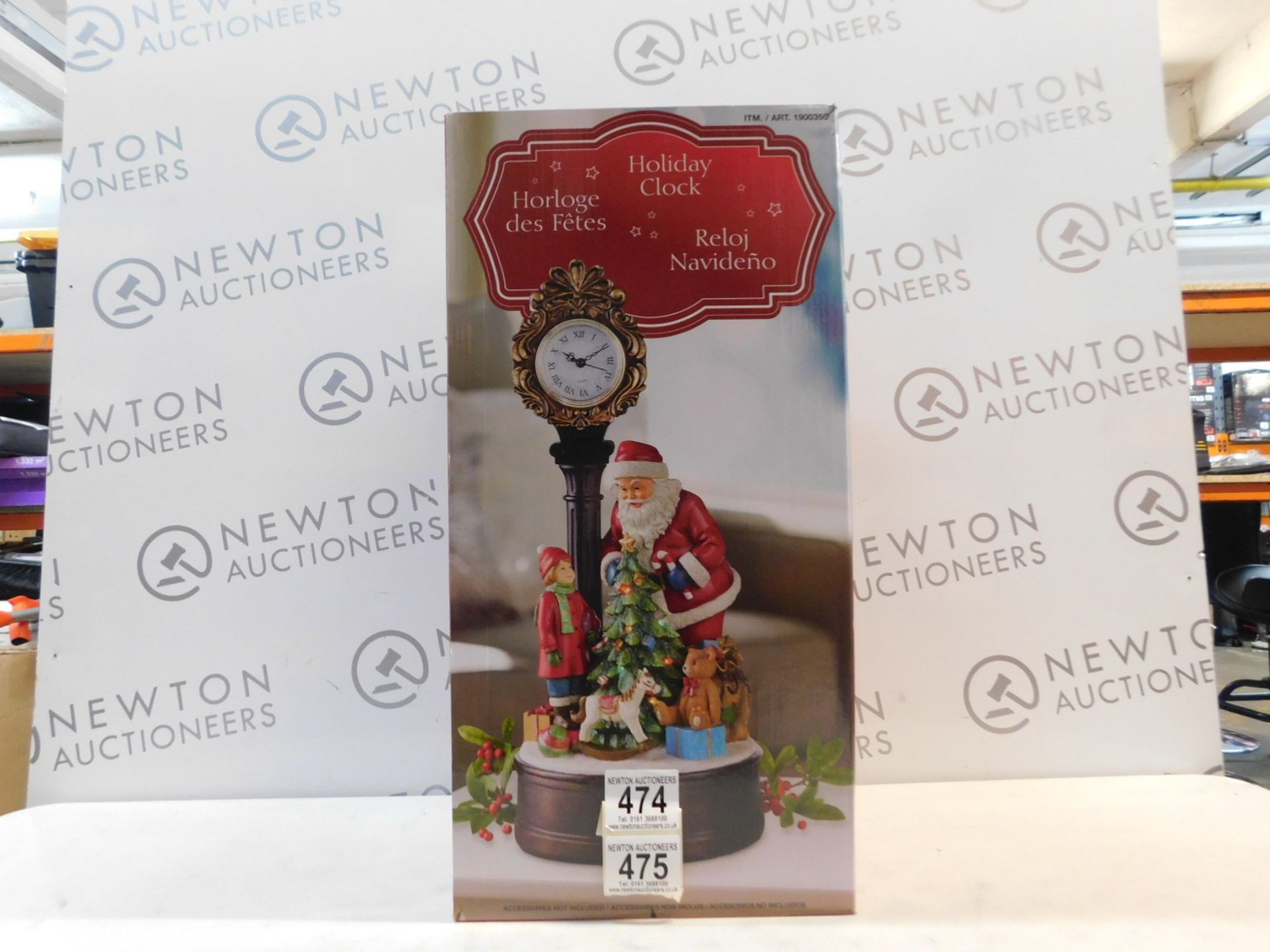 1 BRAND NEW BOXED 20 INCH (51 CM) CHRISTMAS CLOCK WITH SANTA AND LED TREE RRP Â£70