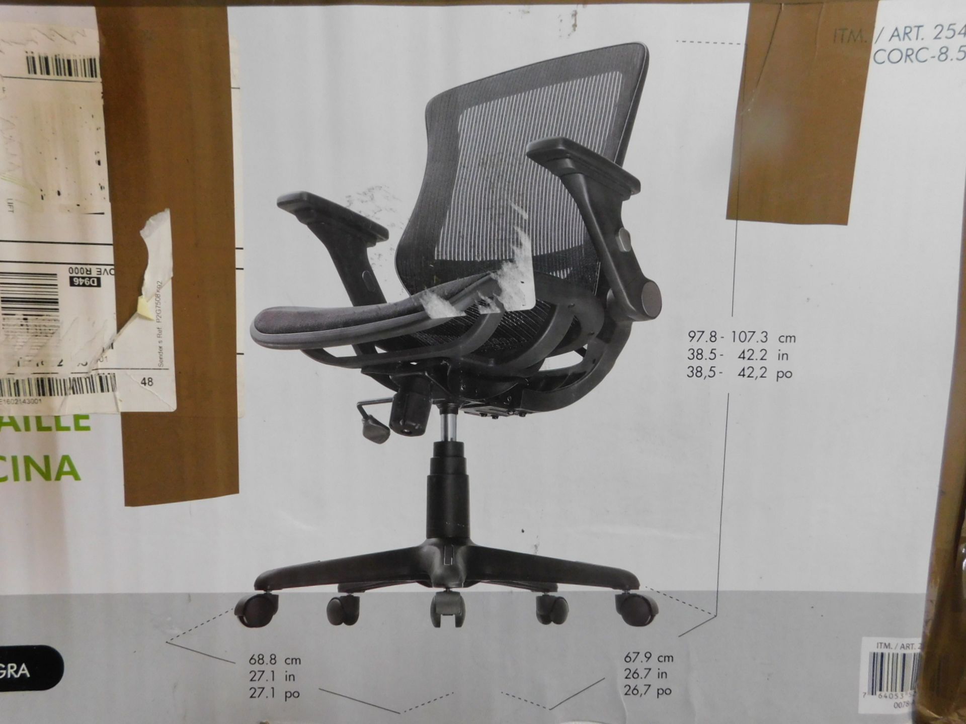 1 BOXED BAYSIDE FURNISHINGS METREX BLACK MESH OFFICE CHAIR RRP Â£129.99