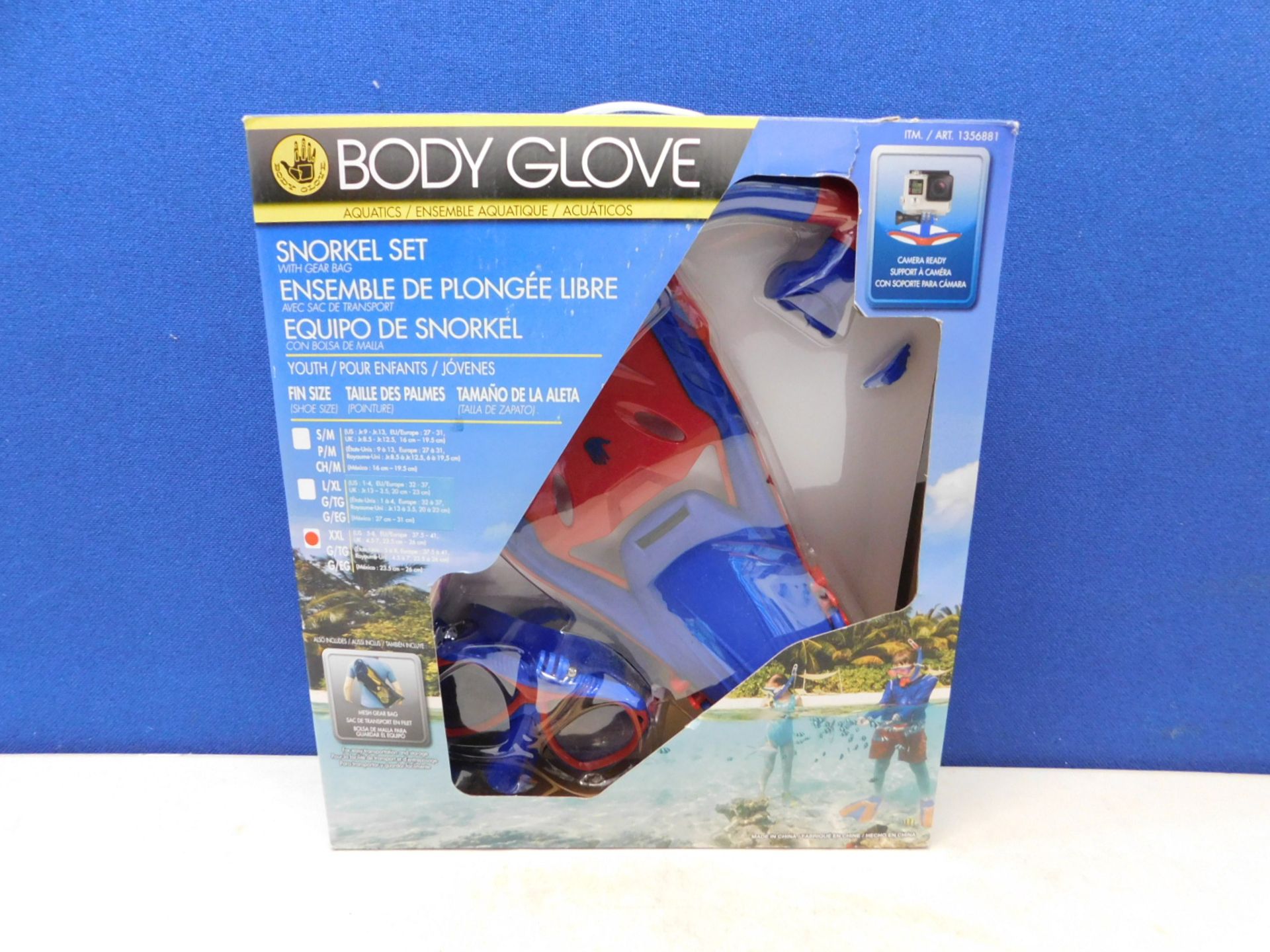 1 BOXED BODY GLOVE SNORKEL MASK AND FIN COMBO SET RRP Â£44.99