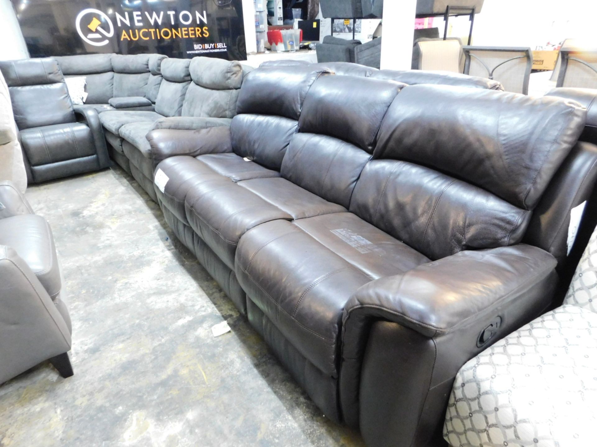 1 PULASKI DARK BROWN 3 SEATER LEATHER SOFA LOVESEAT RRP Â£999