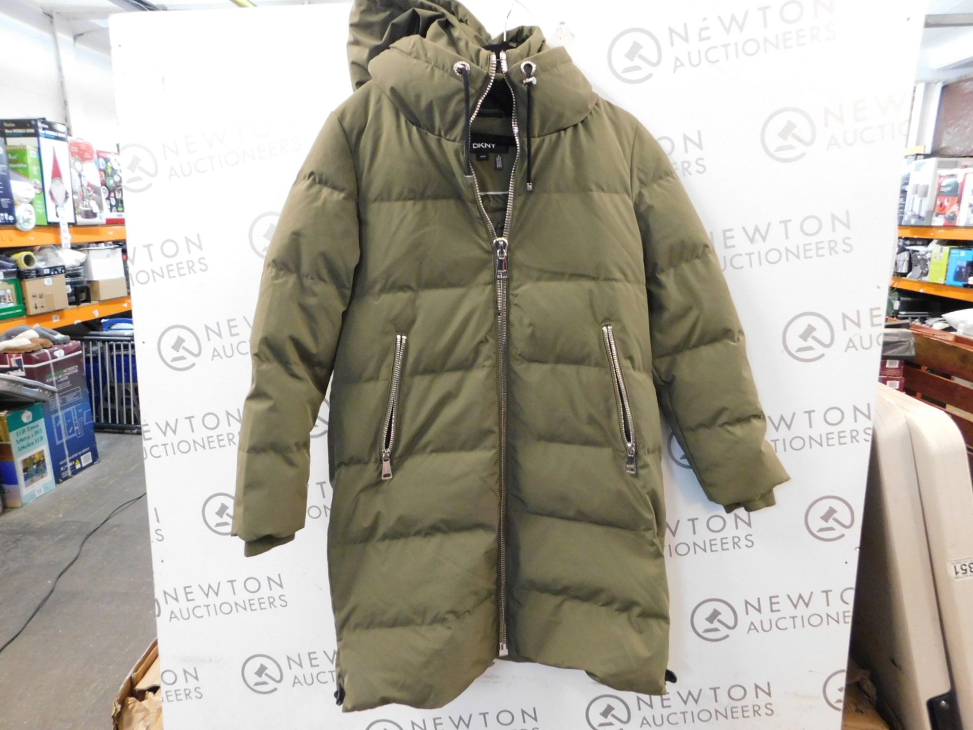 1 NEW DKNY QUILTED SHELL DOWN HOODED COAT SIZE S RRP Â£149