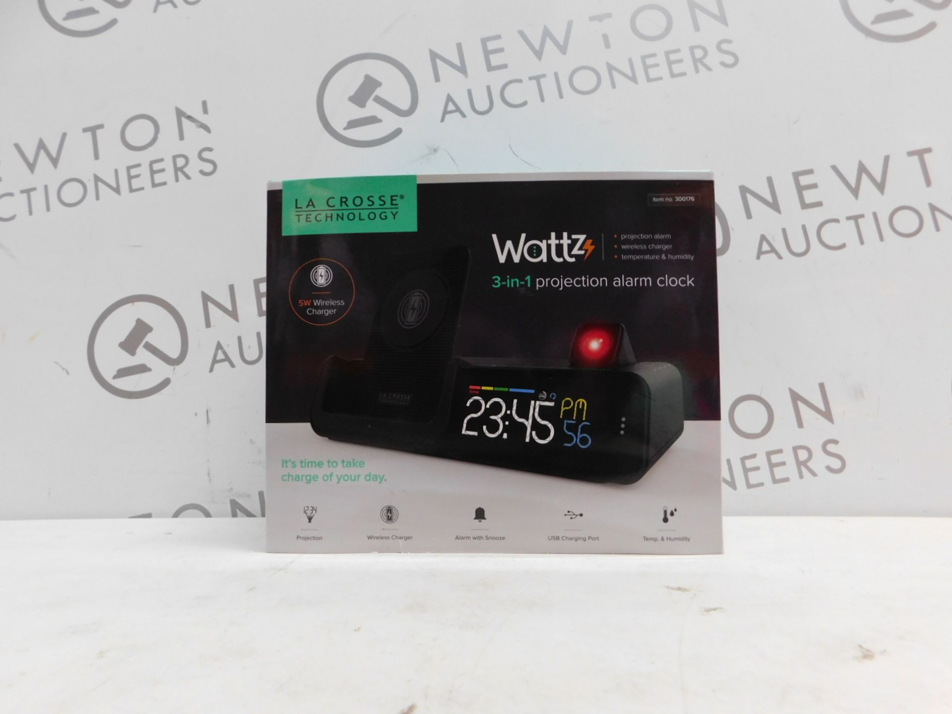 1 BOXED LA CROSSE TECHNOLOGY WATTZ 3-IN-1 WIRELESS CHARGING PROJECTION ALARM CLOCK RRP Â£64.99