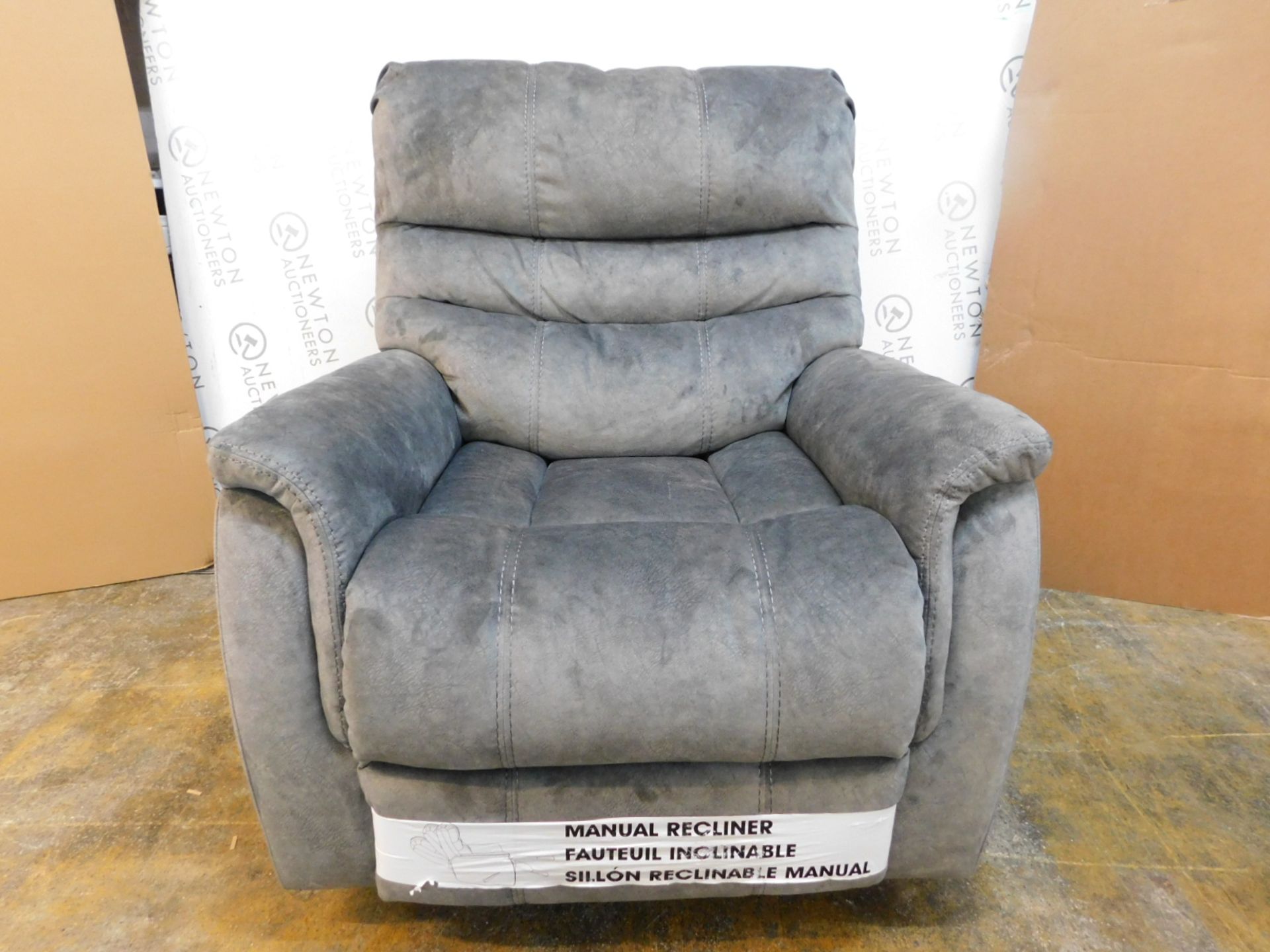1 TRUE INNOVATIONS SILVER FABRIC SUEDE SWIVEL RECLINER RRP Â£299