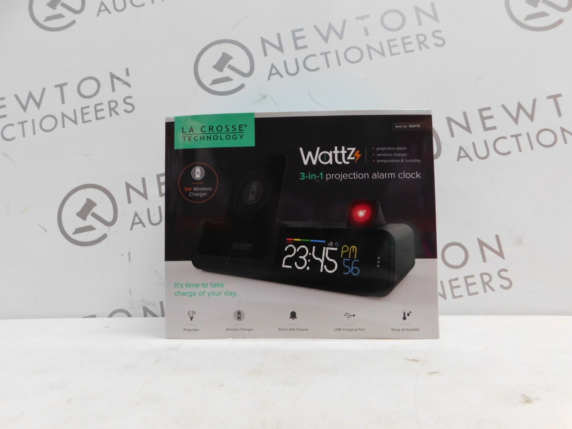 1 BOXED LA CROSSE TECHNOLOGY WATTZ 3-IN-1 WIRELESS CHARGING PROJECTION ALARM CLOCK RRP Â£64.99