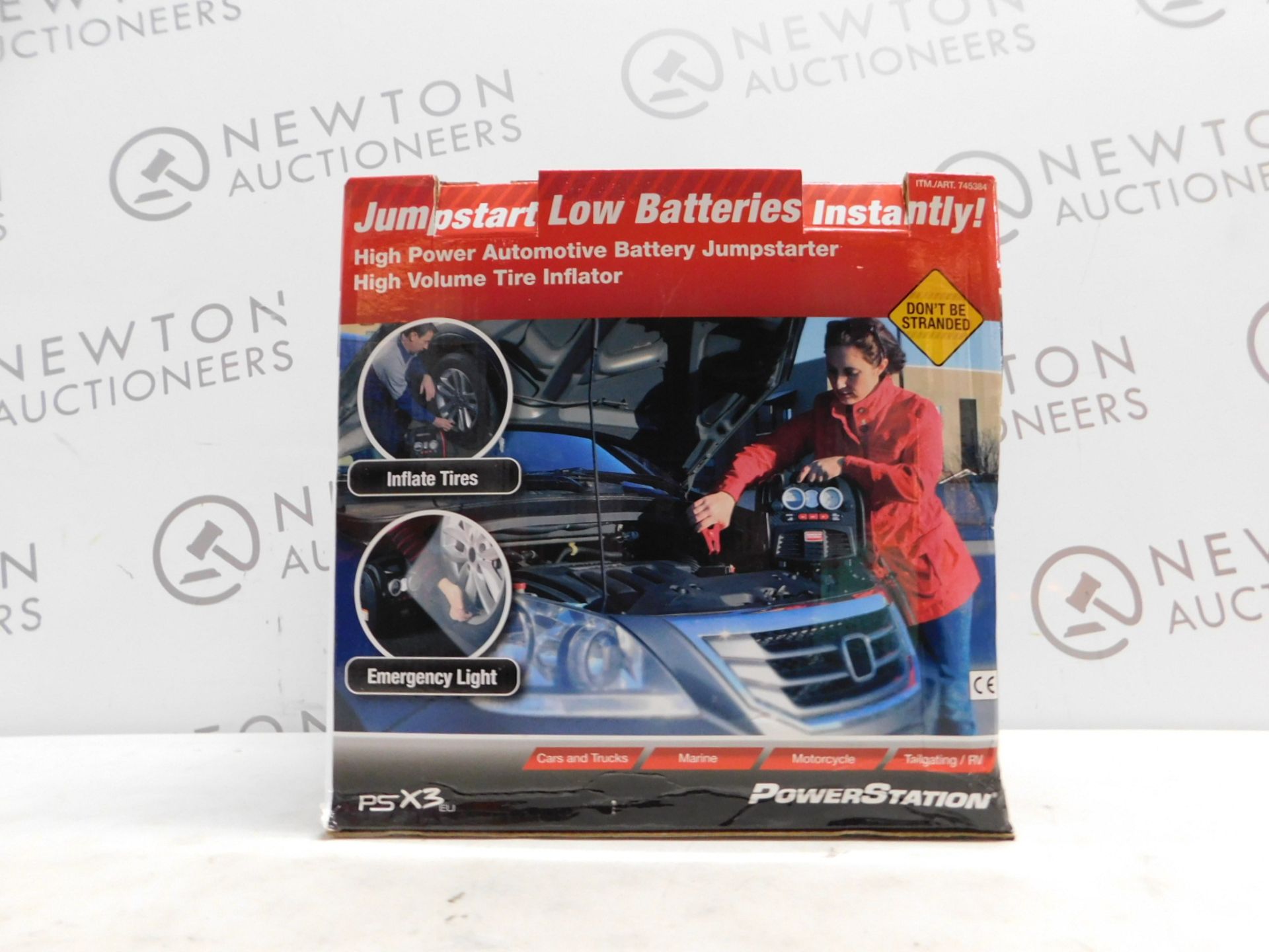 1 BOXED POWERSTATION PSX3 BATTERY JUMPSTARTER WITH BUILT IN LIGHT AND COMPRESSOR RRP Â£129.99