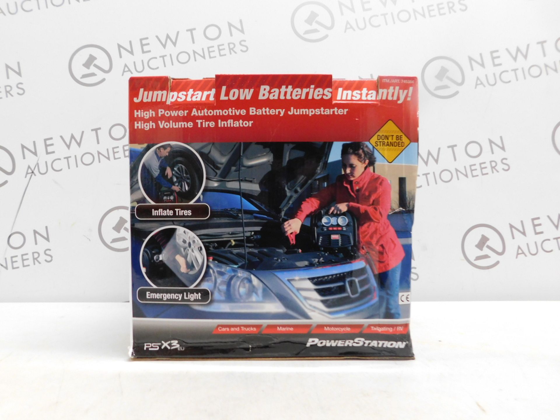 1 BOXED POWERSTATION PSX3 BATTERY JUMPSTARTER WITH BUILT IN LIGHT AND COMPRESSOR RRP Â£129.99