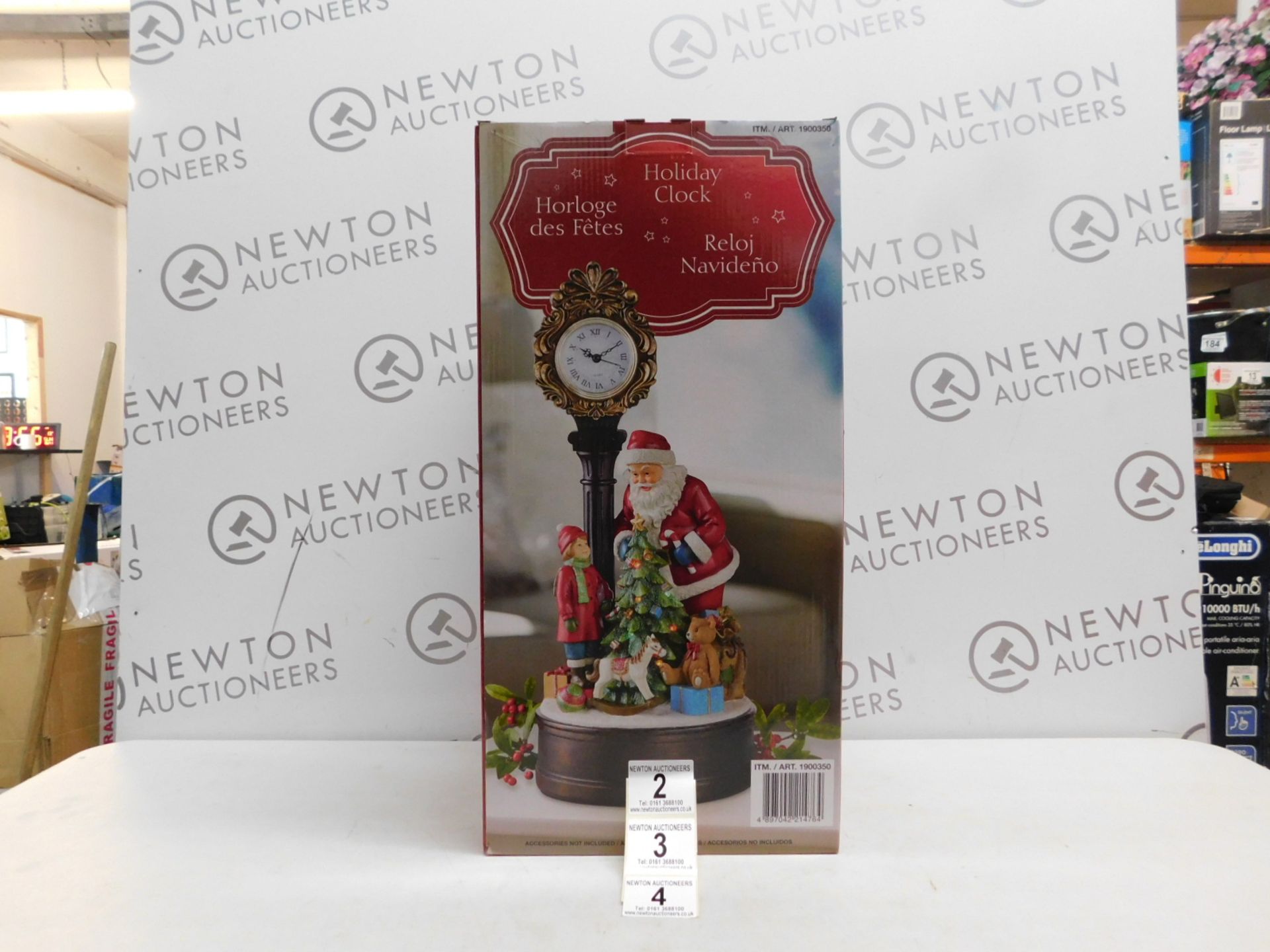 1 BRAND NEW BOXED 20 INCH (51 CM) CHRISTMAS CLOCK WITH SANTA AND LED TREE RRP Â£70