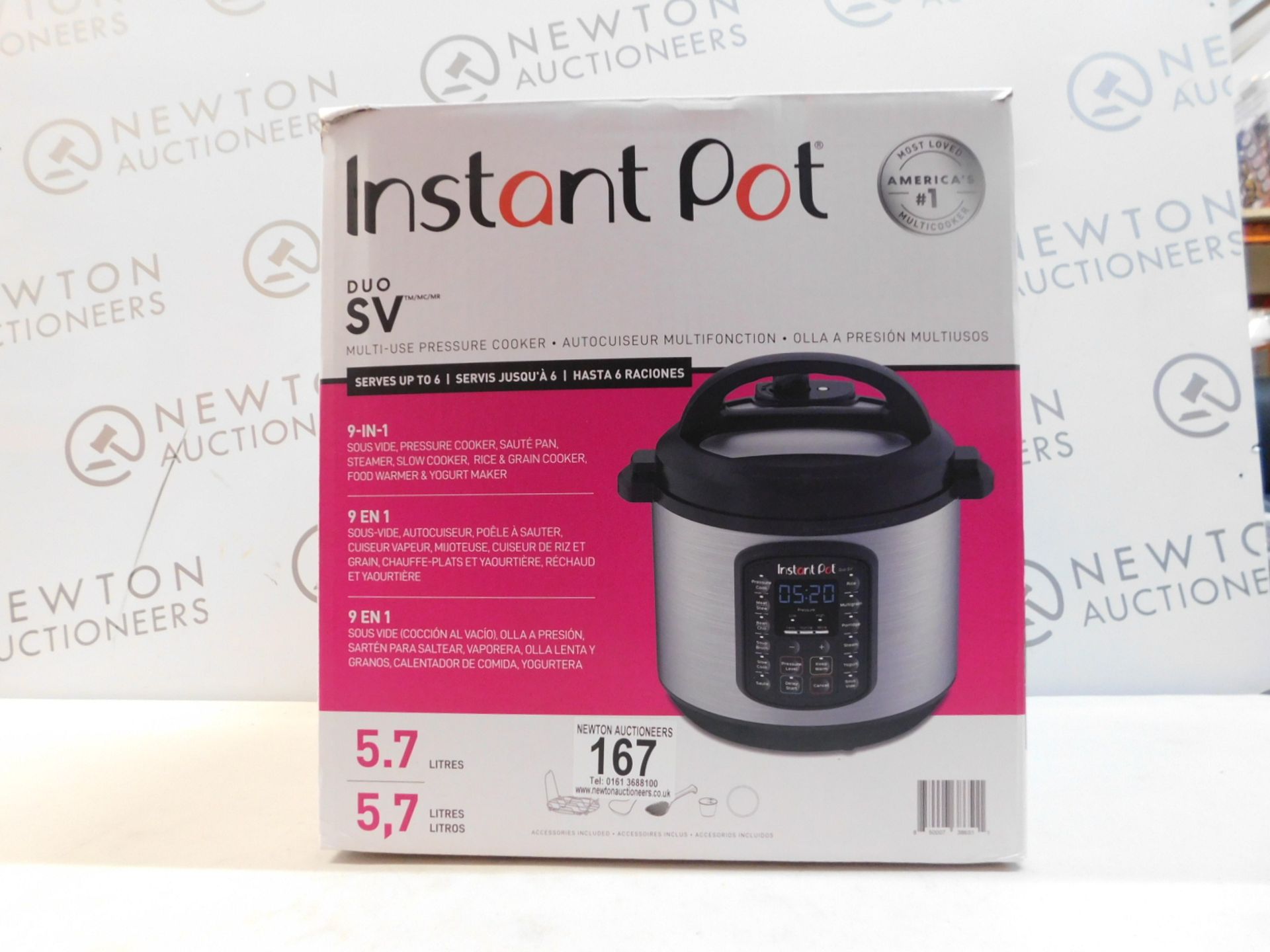 1 BOXED INSTANT POT DUO SV 9 IN 1 ELECTRIC PRESSURE COOKER 5.7L RRP Â£115