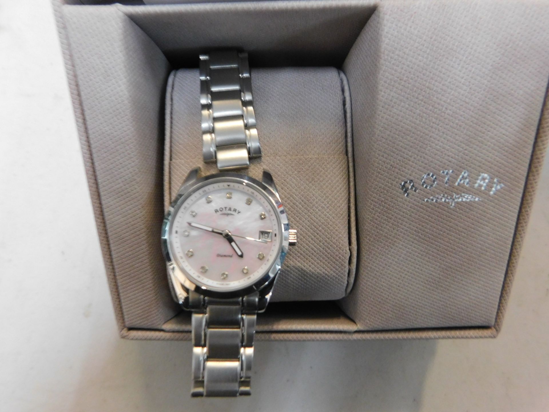 1 BOXED ROTARY LADIES SILVER WATCH MODEL LB00056/41 RRP Â£229.99