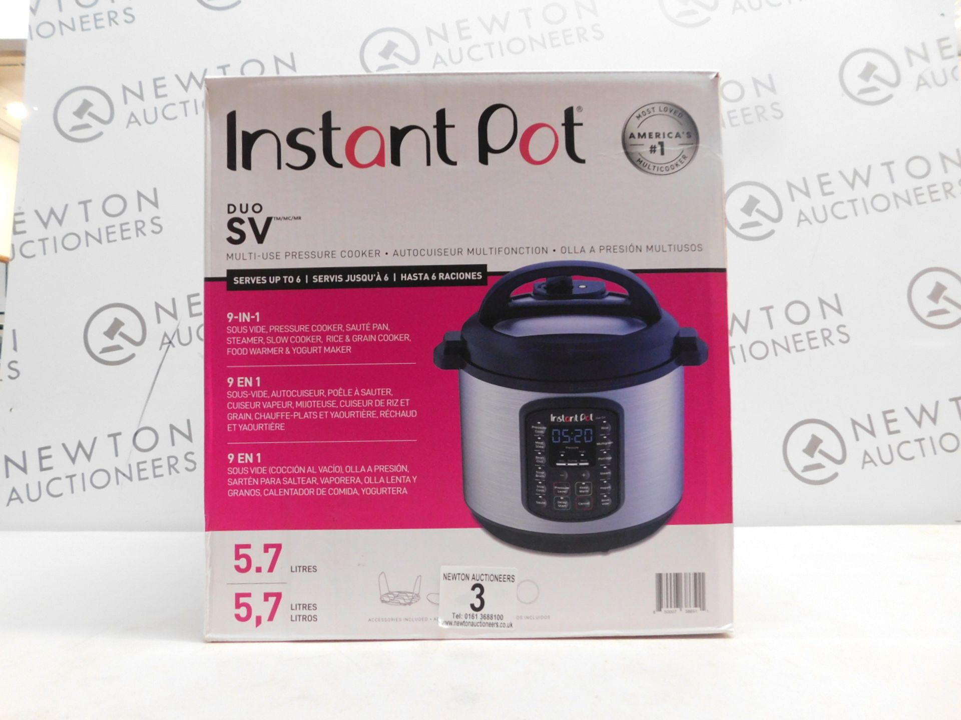 1 BOXED INSTANT POT DUO SV 9 IN 1 ELECTRIC PRESSURE COOKER 5.7L RRP Â£115