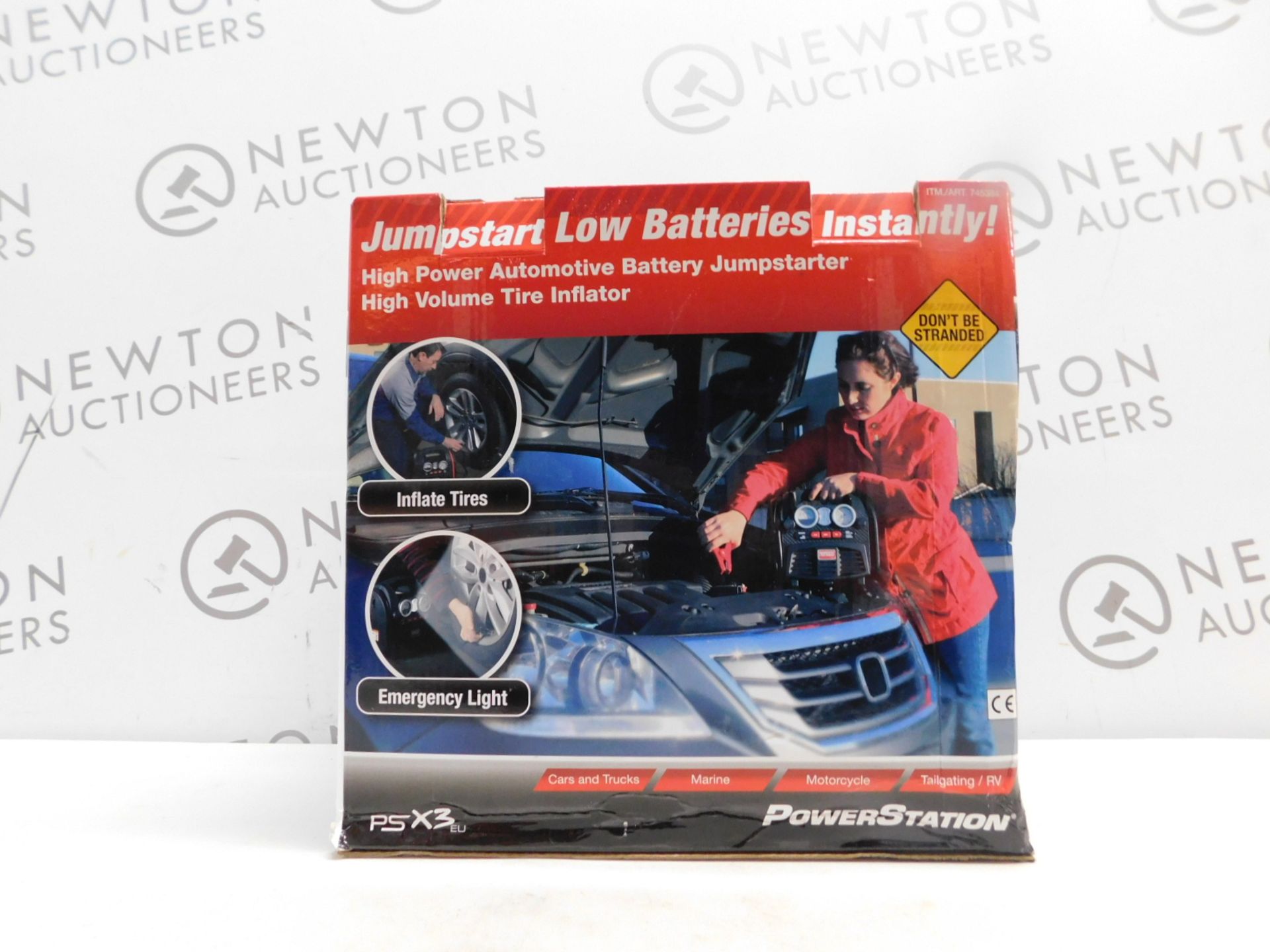 1 BOXED POWERSTATION PSX3 BATTERY JUMPSTARTER WITH BUILT IN LIGHT AND COMPRESSOR RRP Â£129.99