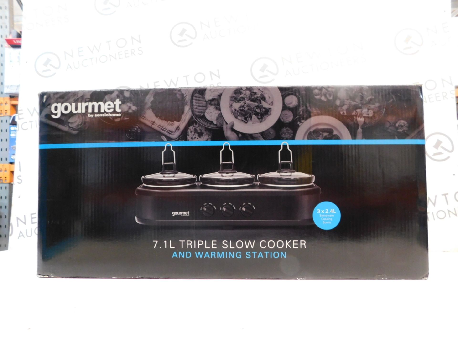 1 BOXED SENSIOHOME GOURMET TRIPLE SLOW COOKER WITH WARMING STATION RRP Â£89.99