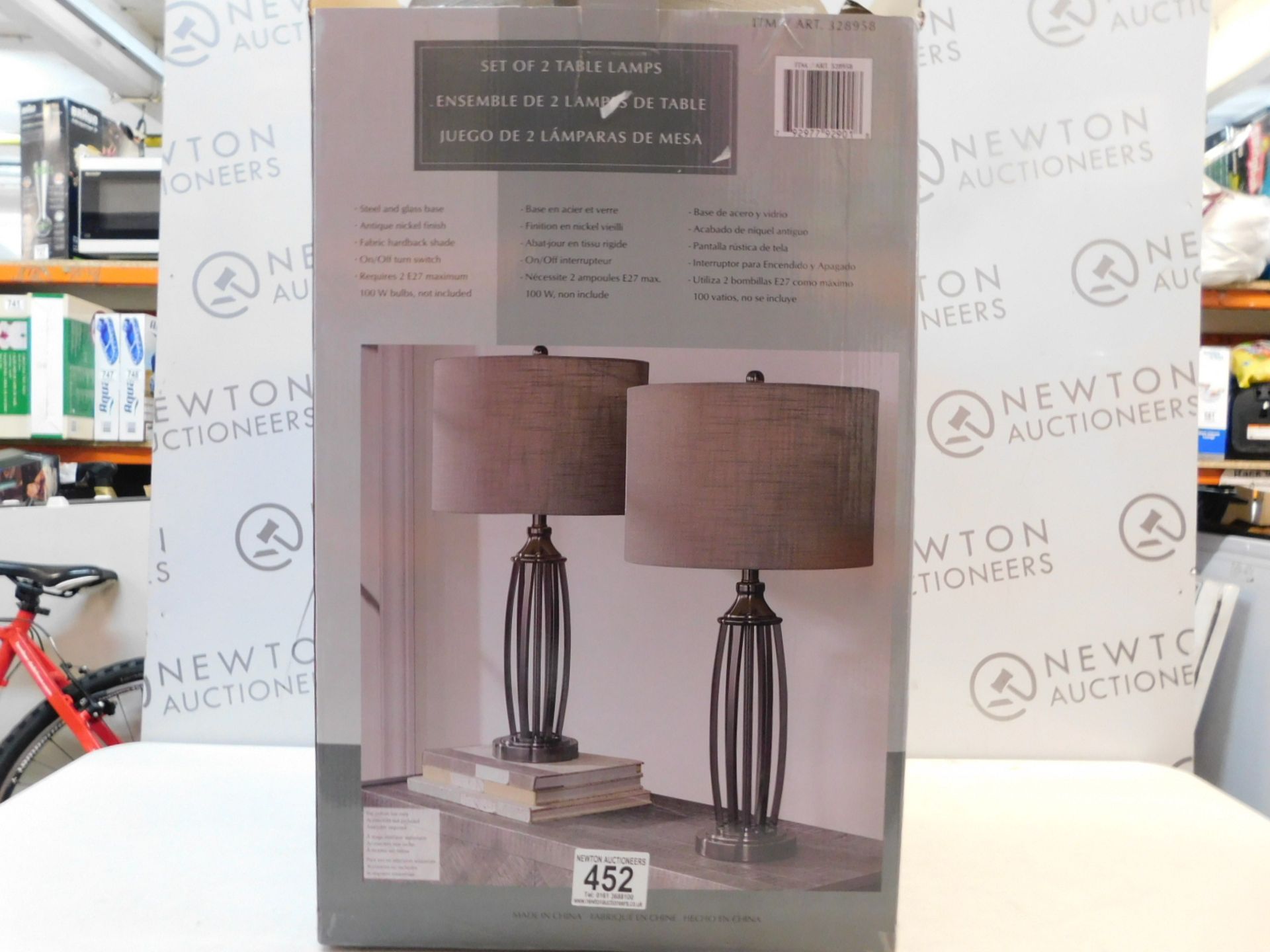 1 BOXED PAIR OF UTTERMOST JOLEN STEEL & GLASS TABLE LAMPS RRP Â£99