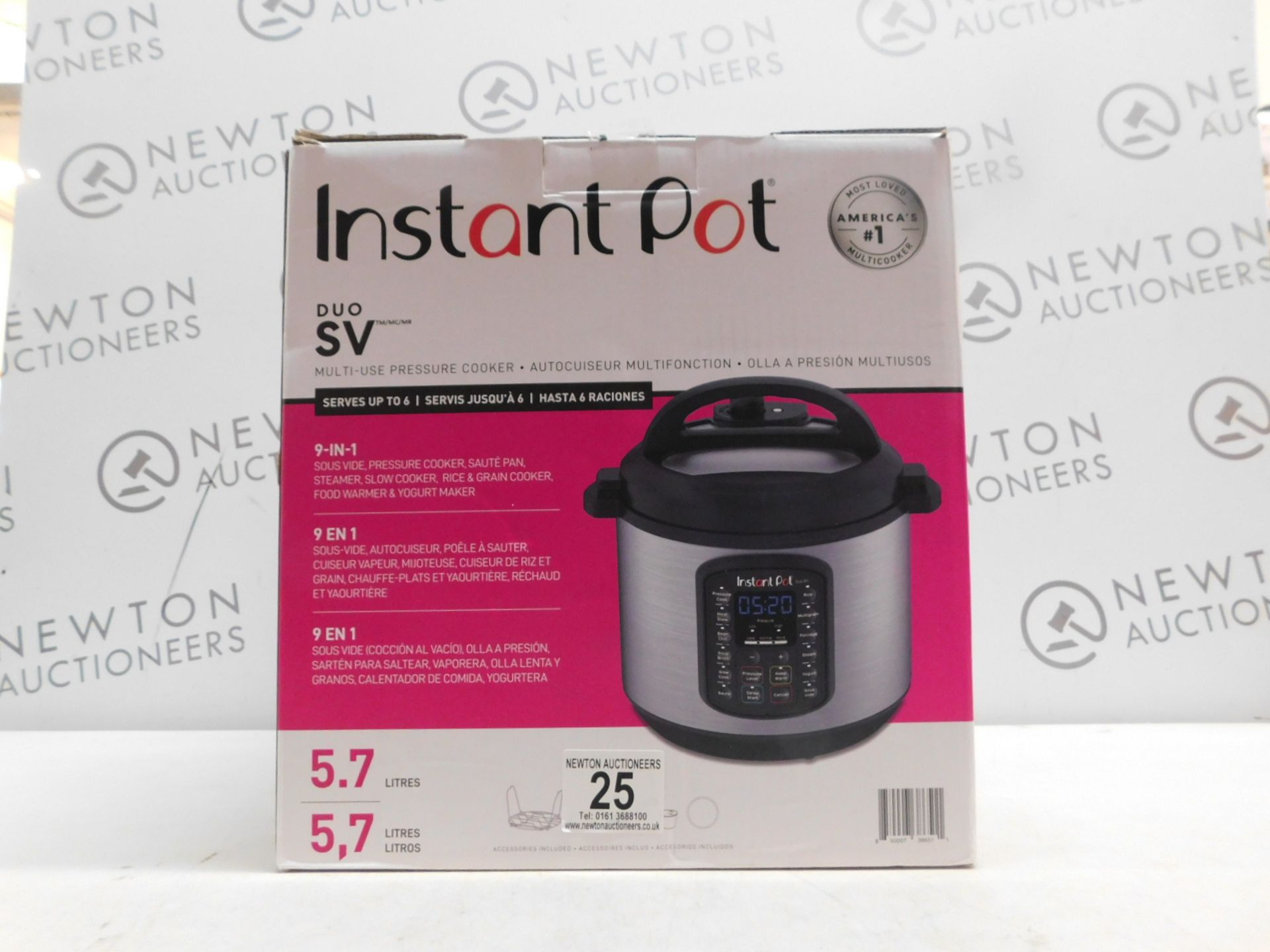 1 BOXED INSTANT POT DUO SV 9 IN 1 ELECTRIC PRESSURE COOKER 5.7L RRP Â£115