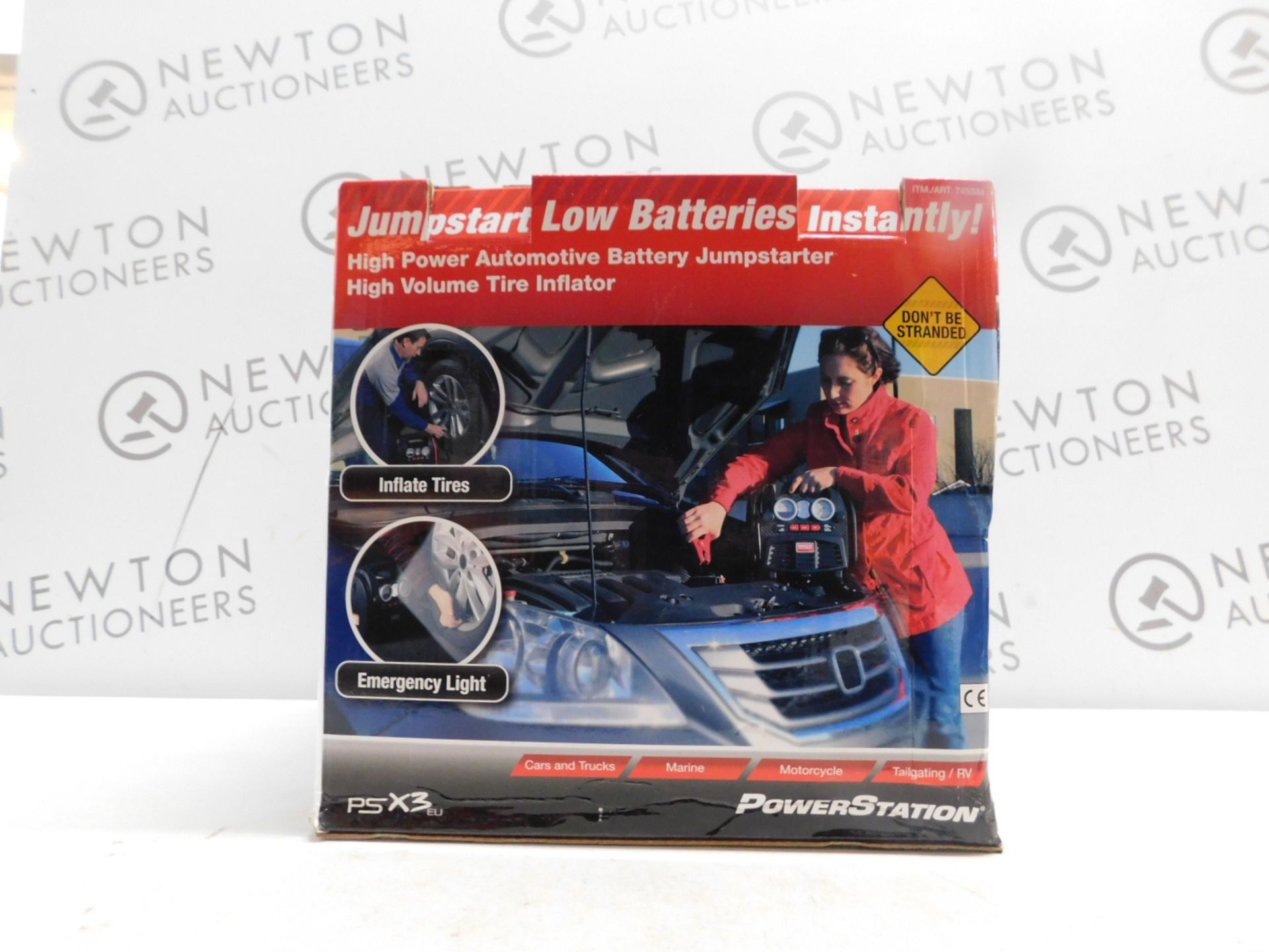 1 BOXED POWERSTATION PSX3 BATTERY JUMPSTARTER WITH BUILT IN LIGHT AND COMPRESSOR RRP Â£129.99