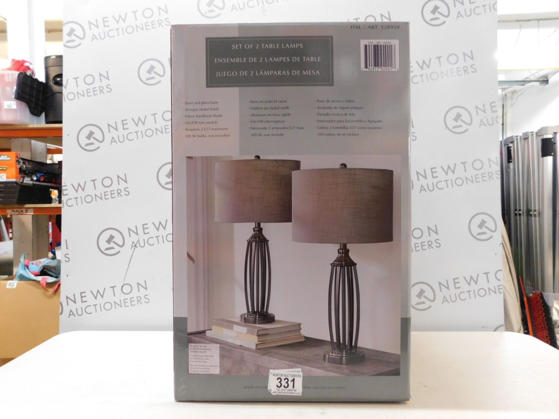 1 BOXED PAIR OF UTTERMOST JOLEN STEEL & GLASS TABLE LAMPS RRP Â£99