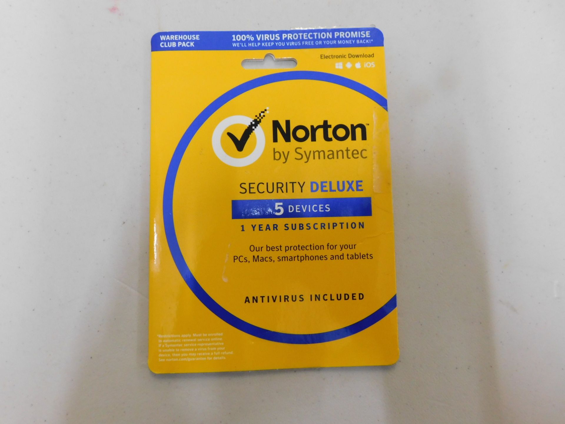 1 PACK OF NORTON SECURITY DELUXE 1 YEAR SUBSCRIPTION RRP Â£39.99