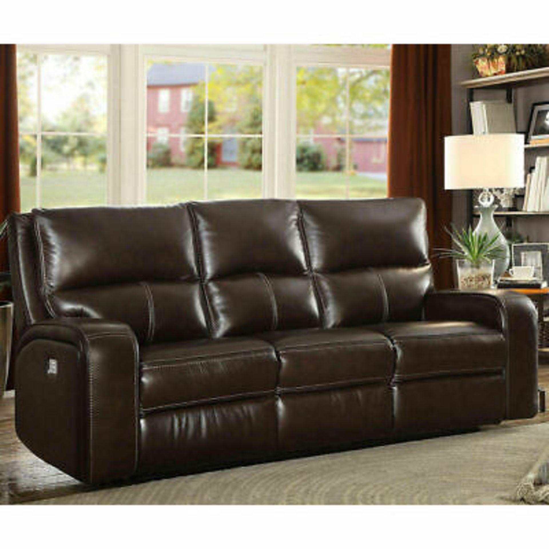 1 ZACH BROWN 3 SEATER LEATHER POWER RECLINER WITH USB PORT RRP Â£1099 (GENERIC IMAGE GUIDE)