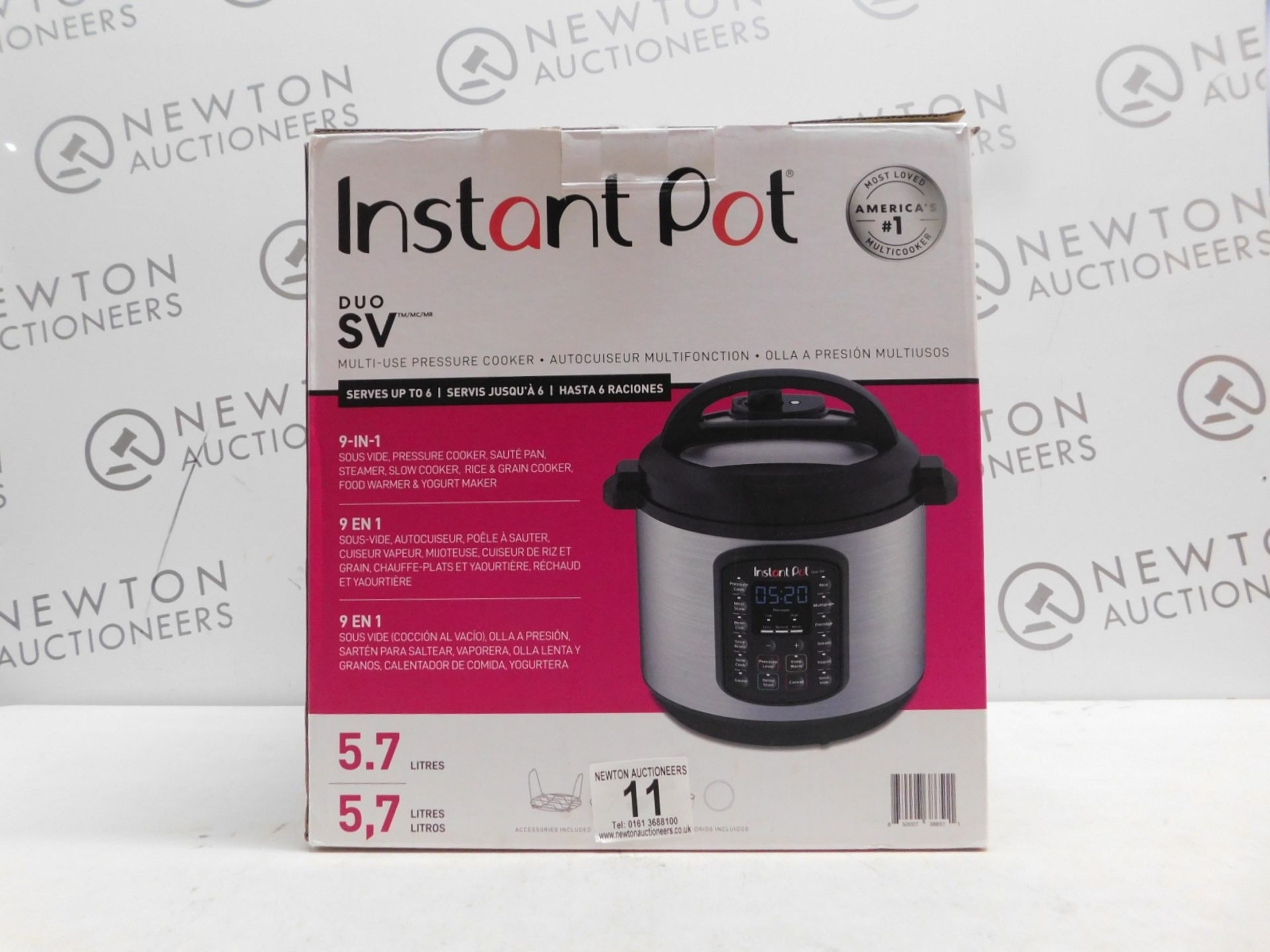 1 BOXED INSTANT POT DUO SV 9 IN 1 ELECTRIC PRESSURE COOKER 5.7L RRP Â£115