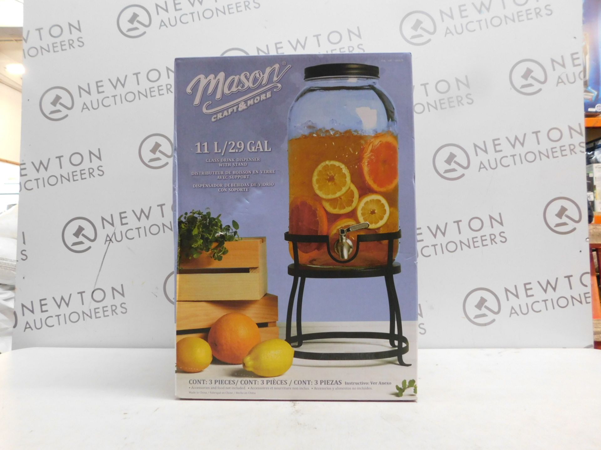 1 BOXED AMERICANA MASON CRAFT & MORE 11L GLASS DRINKS DISPENSER RRP Â£49.99