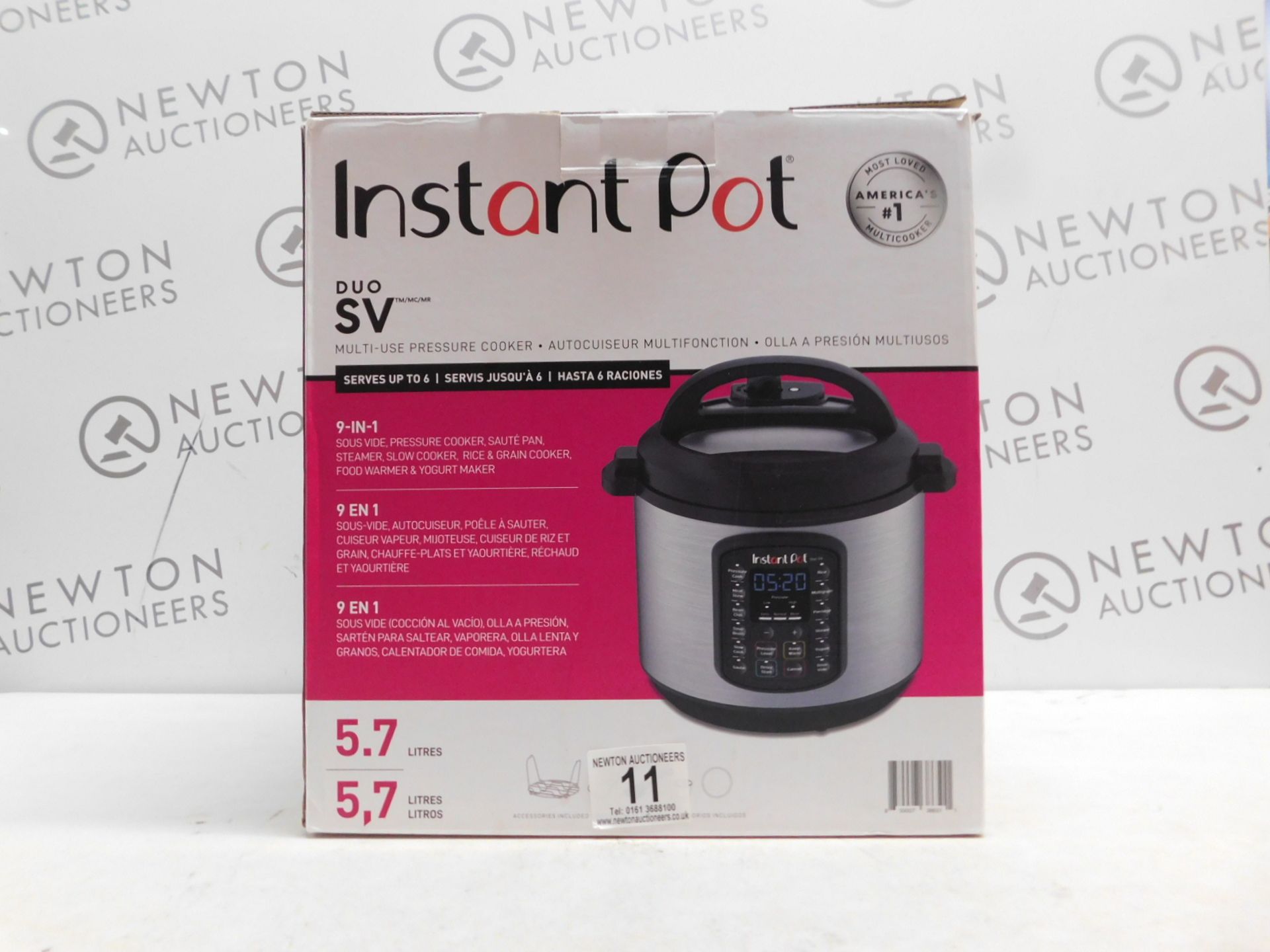 1 BOXED INSTANT POT DUO SV 9 IN 1 ELECTRIC PRESSURE COOKER 5.7L RRP Â£115