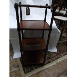 3 shelf Victorian mahogany what not with turned suppports