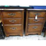 Pair of Pierre Fontaine 3 drawer side cabinets each with brass drop handles