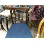 Sheraton style dining chair with 2 straight and 1 shaped vertical stick to back,