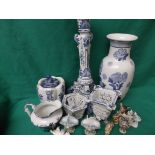 Mixed selection of blue and white ware incl.