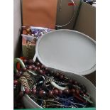 Box of dress jewellery principally beads, earrings etc.