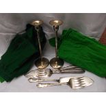 Selection of green felt cutlery holders,
