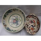 Masons ironstone Strathmore patterned fruit bowl and an oval Masons Mandalay hors-d'oeuvre dish