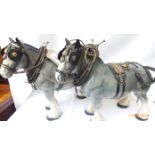 Pair of Melba grey heavy horse ornaments