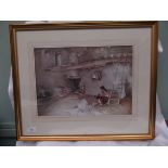 Russell Flint gilt framed print of young maidens at leisure ' A scrap of newspaper'