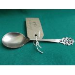 Most decorative long handled caddy spoon with thistle handle (Glasgow 1946)