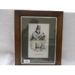 Signed oak and gilt framed coloured Edwardian print of a 'Auctioneer raising his gavel'