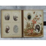 Brown leather and brass bound Victorian musical photograph album