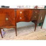 Bow fronted mahogany early 20th century sideboard fitted 2 central drawers and 2 wing cupboards all