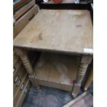 Stripped and polished pine 2 tier table,