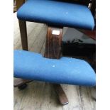 Modern oak framed footstool/seat on 5 splayed legs on castors,
