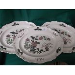 3 white ground and green and coloured floral decorative Wedgwood oval Mandarin meat platters